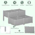 4-Piece Raised Garden Bed with Legs, Self-Watering Planter Box Raised Bed to Grow Flowers, Herbs & Vegetables, Gray - Image 4