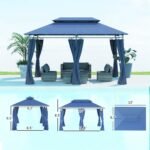 10' x 13' Double Roof Patio Gazebo, Outdoor Gazebo with Curtains, for Garden, Lawn, Backyard and Deck - Image 3