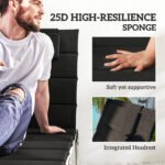 Foldable Chaise Lounge Cushion Set of 2, Outdoor Lounge Chair Cushion Set, UPF50+ 230gsm Olefin, 80" x 26" Black - Image 5