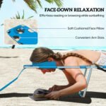 Tanning Chair with Face Hole, 5-Level Adjustable Outdoor Chaise Lounge Chair with Pillow for Beach, Pool, Light Blue - Image 5