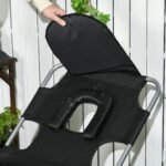 Tanning Chair with Face Hole, 5-Level Adjustable Outdoor Chaise Lounge Chair with Pillow for Beach, Pool, Black - Image 8
