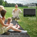 Reversible Outdoor Rug, Waterproof Plastic Straw with Carry Bag, 6' x 9', Black & Gray Geometric Wall - Image 8