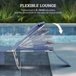 Tanning Chair with Face Hole, 5-Level Adjustable Outdoor Chaise Lounge Chair with Pillow for Beach, Pool, Gray - Image 4