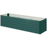 8x2x2ft Galvanized Raised Garden Bed Kit with Safety Edging for Flowers, Herbs and Vegetables, Green