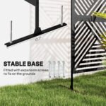 Decorative Privacy Fence Screen, Metal Outdoor Privacy Screen Climbing Plant Trellis with Stand, Rhombus Black - Image 5