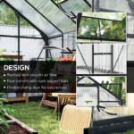 Polycarbonate Greenhouse, Heavy Duty Outdoor Aluminum Walk-in Green House Kit Vent Door, 6.2'x8.3'x6.6' Gray - Image 4