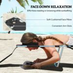 Tanning Chair with Face Hole, 5-Level Adjustable Outdoor Chaise Lounge Chair with Pillow for Beach, Pool, Black - Image 5