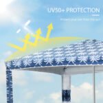 Quick Beach Cabana Canopy Umbrella, 6.5' Easy-Assembly Sun-Shade Shelter with Sandbags and Carry Bag, Cool UV50+ Fits Kids & Family, Blue Coconut Palm - Image 4