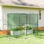 Walk-in Crop Cage, Plant Protectors from Animals with Roll Up Zippered Door, 7.9' x 3.9' x 6.1', Green - Image 3