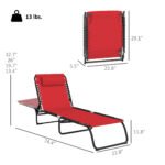 Folding Chaise Lounge Pool Chair with 4-Position Reclining Back, Pillow, Breathable Mesh & Bungee Seat, Wine Red - Image 3