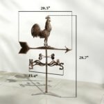 Metal Rooster Weathervane, Roof Mount Wind Direction Indicator, Outdoor Weather Vanes - Image 3