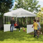 10' x 10' Pop Up Canopy Tent with 2 Half Sidewalls, UV50+ Instant Sun Shelter with Wheeled Carry Bag - Image 2