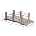 5 ft Wooden Garden Bridge Arc Footbridge with Railings for your Backyard, Natural Wood - Image 3