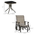 Outdoor Gliding Chairs Set Durable Compact for Patio, Bistro Tea Time, Perfect for Couples & Families, Gray - Image 3
