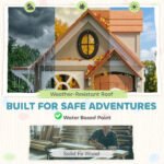 Outdoor Playhouse, Wooden Kids Playhouse with Dog Door, Cookware, Blackboard, Clock, Tic-Tac-Toe Roller for Backyard - Image 5