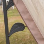 10' x 10' Metal Patio Gazebo, Double Roof Outdoor Gazebo Canopy Shelter with Tree Motifs Corner Frame and Netting, for Garden, Lawn, Backyard, and Deck, Brown - Image 8