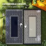 Reversible Outdoor Rug, Waterproof Plastic Straw with Carry Bag, 9' x 18', Blue & White Gourd Border - Image 7
