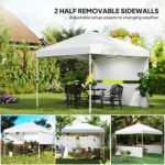 10' x 10' Pop Up Canopy Tent with 2 Half Sidewalls, UV50+ Instant Sun Shelter with Wheeled Carry Bag - Image 5