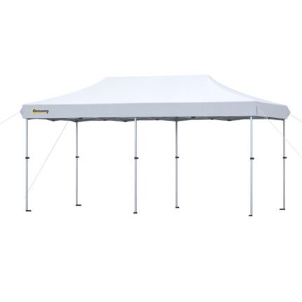 Pop-Up 10'x20' Aluminum Pop Up Canopy Tent, Upgraded Thicker Tube Instant Party Tent with Wheeled Bag, 2-Level Adjustable, XL Large Ground Stakes for Events Patio Backyard