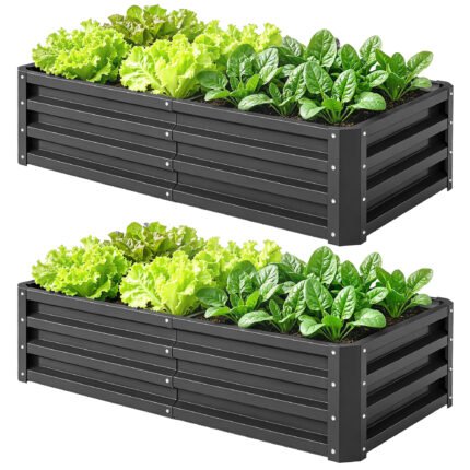 Galvanized Raised Garden Bed with 4' x 2' x 1' Metal Planter Box