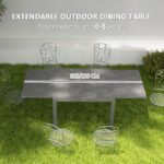 Patio Table for 6-8 People, Aluminum Frame Rectangle Garden Table with Wood Effect Steel Top, for Backyard, Dark Gray - Image 4