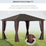 10' x 12' Hardtop Gazebo with Curtains and Netting, Permanent Pavilion Metal Single Roof Gazebo Canopy with Aluminum Frame and Hooks, for Garden, Patio, Backyard, Gray - Image 6