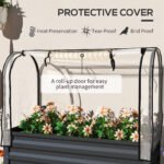 Raised Garden Bed with Legs and Cover, Metal Elevated Planter Box with Bottom Shelf and Liner for Vegetables, Dark Gray - Image 4