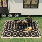 Reversible Polypropylene Outdoor Rug Folding, Durable, Perfect for Camping, Deck & Beach Black - Image 8