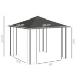 10' x 11.5' Metal Patio Gazebo, Double Roof Outdoor Gazebo Canopy Shelter w/Tree Motifs Corner Frame and Netting - Image 3