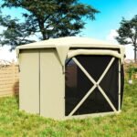 11 x 11ft Pop Up Gazebo Screen Tent with Removable Roof Cover, Roll-up Wind Panels for Camping, Backyard - Image 8