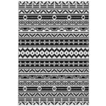 Reversible Outdoor Rug, Waterproof Plastic Straw with Carry Bag, 6' x 9', Black & White Geometric Wall