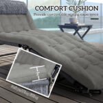 Folding Chaise Lounge Pool Chair with 4-level Reclining Back, Cushion, Side Pocket, Headrest, Gray - Image 7