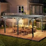 12' x 16' Outdoor Pergola, Wood Gazebo Grape Trellis with Stable Structure for Climbing Plant Support, Gray - Image 8