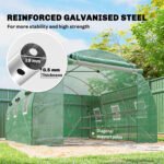 10'x11'x6' Walk-in Tunnel Greenhouse with Shelves, Mesh Door and Windows, Hoop House Greenhouse with PE Cover, Green - Image 5