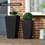2-Pack Outdoor Planter Set, Flower Pots with Drainage Holes, Durable & Stackable Plant Pot, 22in & 18in, for Porch, Entryway, Patio, Yard, Garden, Black - Image 2