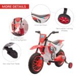12V Electric Kids Ride On Dirt Bike Motorcycle Toy w/ Training Wheels, Red - Image 6