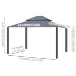 10' x 10' Hardtop Gazebo, Pavilion Gazebo with Curtains, Nettings, Aluminum Frame, Hooks, for Garden, Patio - Image 3