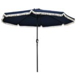 9 ft Cantilever Umbrella with Push Button Tilt and Crank Tassles and 8 Ribs Shade Umbrellas for Garden - Image 9
