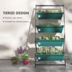4-Tier Vertical Raised Garden Planter with 4 Boxes, Outdoor Plant Stand Grow Container for Vegetable & Flowers, Green - Image 4