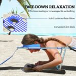 2 Tanning Chairs with Face Hole, 5-Level Adjustable Outdoor Chaise Lounge Chair with Pillow for Beach, Pool, Blue Stripe - Image 5