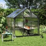 6' x 10' Greenhouse for Outdoors, Polycarbonate Greenhouse with Rain Gutter and Roof Vent, Aluminum Walk-in Green Houses for Outside for Patio Backyard Garden, Dark Green - Image 2