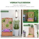 28" x 11" x 46" Raised Garden Bed, Wooden Planter Box w/ Trellis, Brown - Image 4