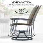 Wicker Rattan Swivel Patio Glider Chair Set of 2, Outdoor Glider Chair with Steel Frame, High Back, Brown - Image 4