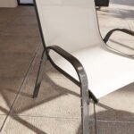 Set of 4 Outdoor Dining Chairs, Stackable Patio Chairs with High Back, Breathable Mesh Seat for Garden Lawn, Beige - Image 8