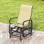 Gliding Lounger Chair Set of 2, Single Rockers with Lightweight Metal & Mesh Construction, Khaki - Image 3