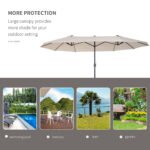 Extra Large 15 ft Patio Umbrella, Double-Sided Wide Outdoor Umbrella with Crank Handle and Air Vents for Backyard, Deck, Pool, Market, Gray - Image 7