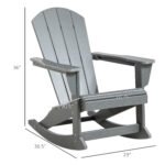 Outdoor Rocking Chair, HDPE Adirondack Porch Rocker Chair for Garden, Patio, Light Gray - Image 3