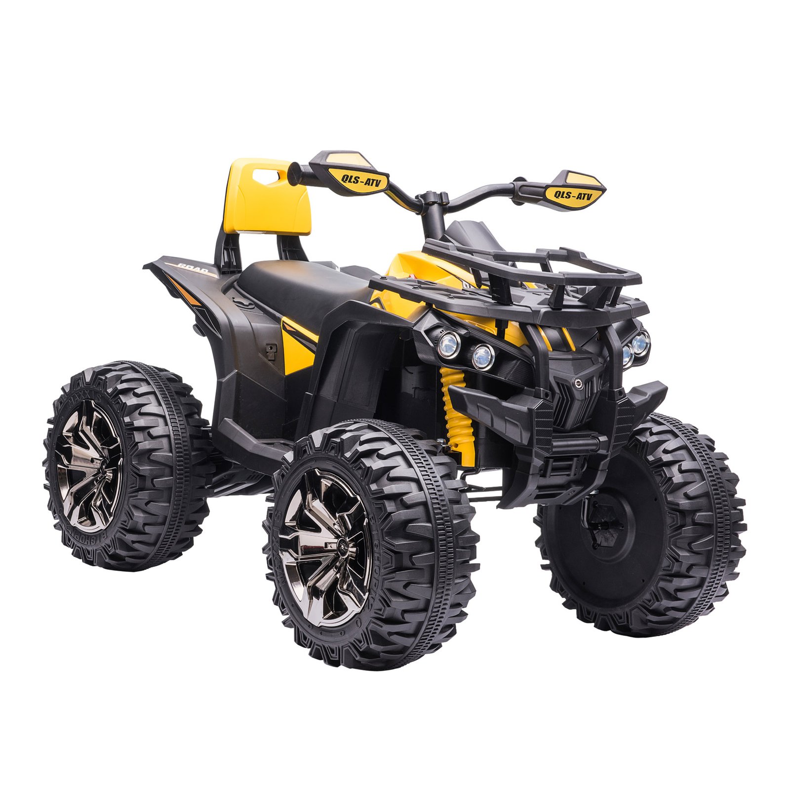 ur198a1815acf2eab.jpg 12V Kids Recharging Ride-on Electric ATV Quad w/ Realistic Headlights Wide Wheel, Yellow - Image 1