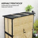 Wood Storage Shed, Outdoor Garden Shed with Asphalt Roof, 2 Shelves, Lockable Doors and Adjustable Feet, Natural - Image 5