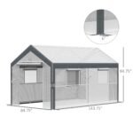 12' x 7' x 7' Greenhouse, Walk-in Outdoor Tunnel Green House with PE Cover, Steel Frame, 2 Roll-Up Zipper Doors & 4 Windows for Flowers, Vegetables, Tropical Plants, White/Dark Gray - Image 3